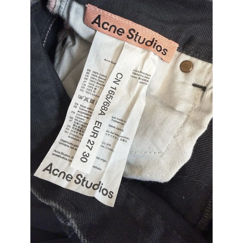Acne Studios 1990 Washer Out Black Rigid High Waist Loose Bootcut Jeans Sz 27/30